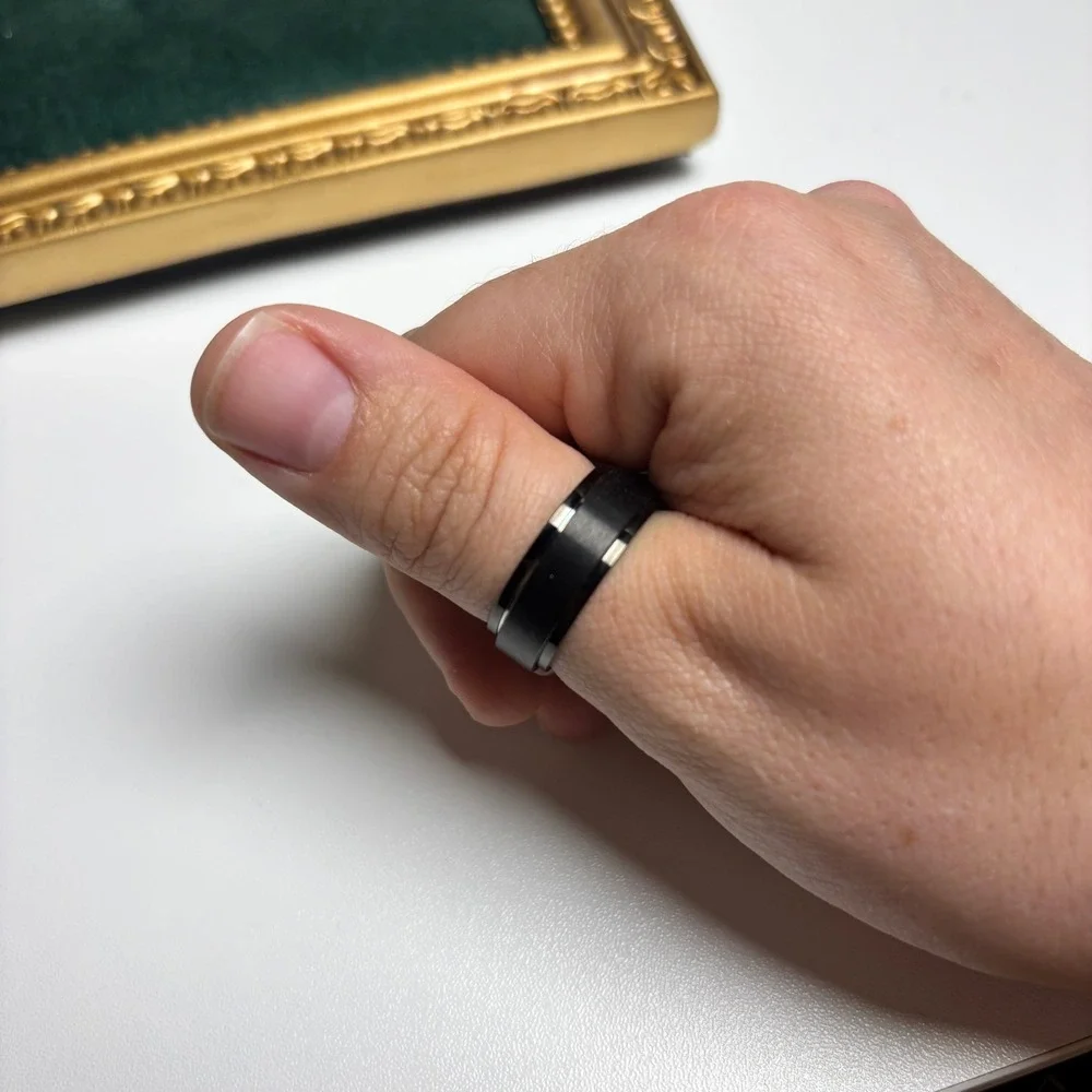 Black‎ Spinner Ring Size 10 Fidget Band Brushed Metal Minimalist Unisex Ring